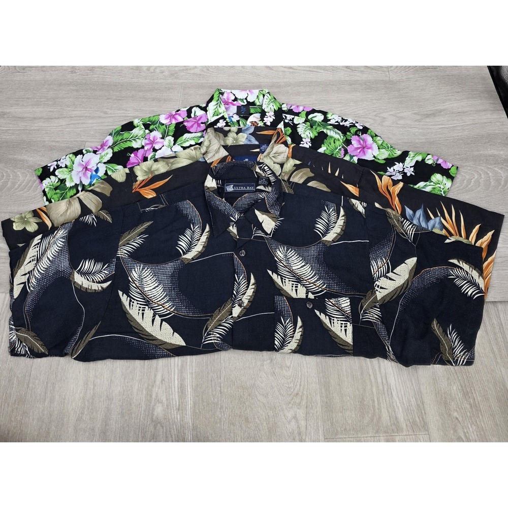 Lot 3 Men's Medium Hawaiian Shirts Tropical Floral Short Sleeve Multicolor